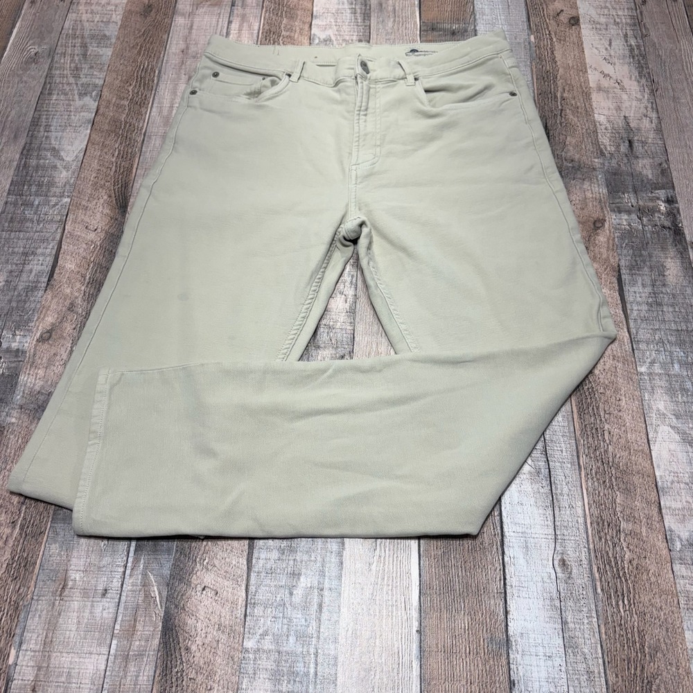 Faherty 5-Pocket Pants Mens 34X32 Ivory Cotton Blend Stretch Straight Leg